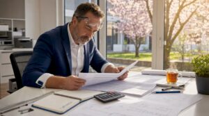 Ein Ingenieur prüft die aktuellen Sicherheitsvorschriften zum Schutz vor elektrischen Bränden.