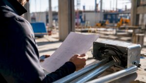 Der Generalunternehmer überprüft die Elektroinstallationen vor Ort.
