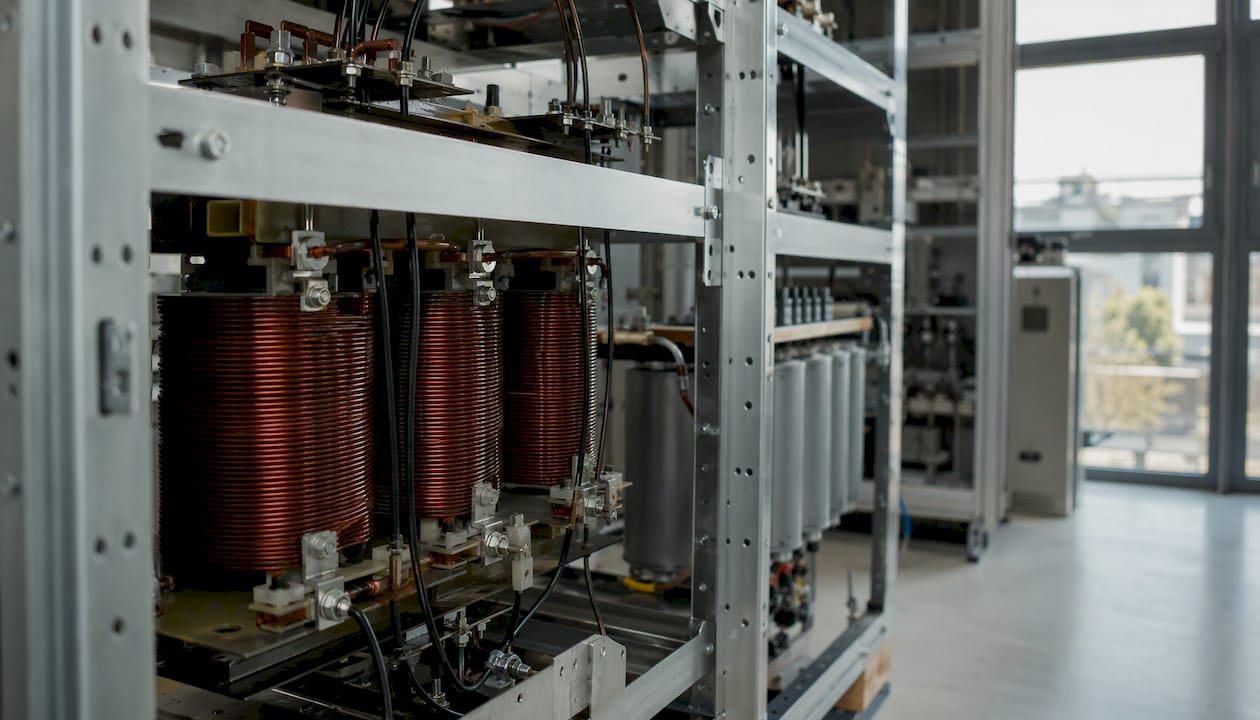 Detailaufnahme einer elektrischen Installation mit Resonanzfilter
