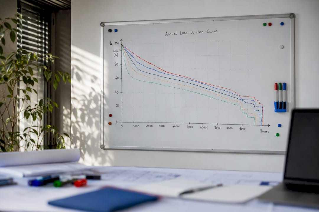 Jährliche Lastdauerlinie auf Whiteboard