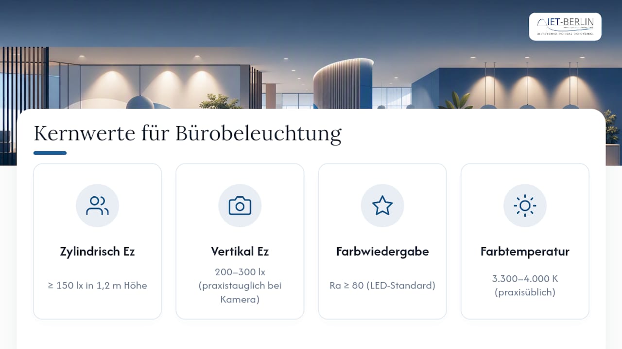 Vergleich zentraler Normwerte für Büroräume