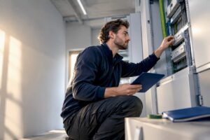 Der Zählerplatz im Neubau wird überprüft