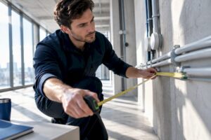 Vermessung eines elektrischen Leitungswegs im Innenausbau