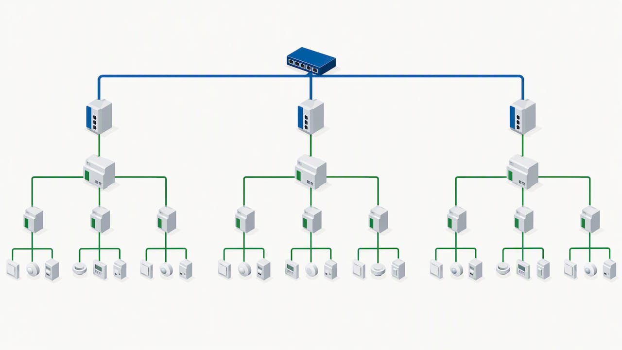 KNX-Struktur mit Linienkopplern und IP-Backbone